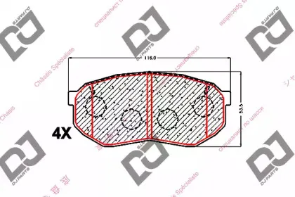 Комплект тормозных колодок, дисковый тормоз DJ PARTS купить